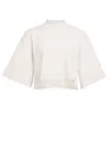Alaïa Cropped Cotton Blend Top In White