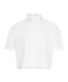 Alaïa Cropped Cotton Jersey Turtleneck Top In White
