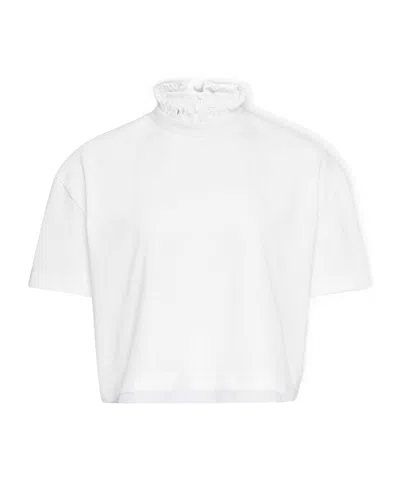 Alaïa Cropped Cotton Jersey Turtleneck Top In White