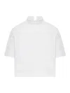 Alaïa Cropped Cotton Jersey T-shirt In White