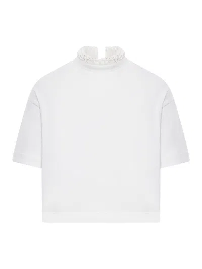 Alaïa Cropped Cotton Jersey T-shirt In White
