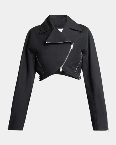 Alaïa Cropped Cotton Poplin Biker Jacket In Multi