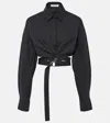 Alaïa Cropped Cotton Poplin Shirt In White