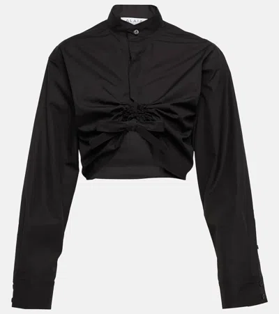 Alaïa Cropped-bluse Aus Baumwolle In Black