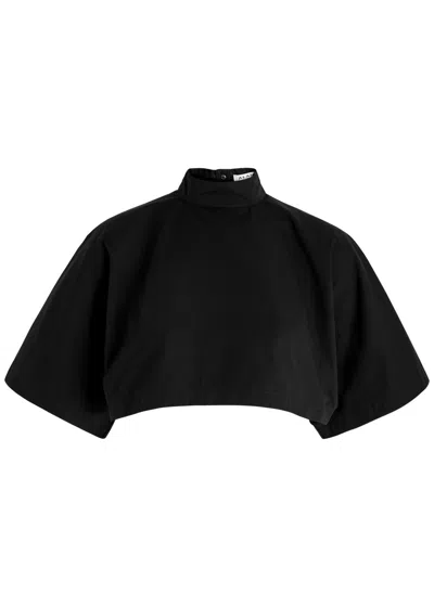 Alaïa Cropped Cotton Top In Black