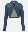 Alaïa Women Short Blue Denim Jacket In Blue