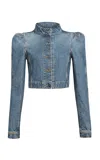 Alaïa Alaia Blue Washed Denim High-neck Jacket Women In Blue