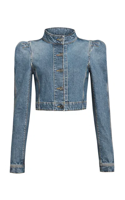 Alaïa Alaia Blue Washed Denim High-neck Jacket Women