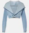 Alaïa Hooded Denim Jacket With Cinched Waist In Blue