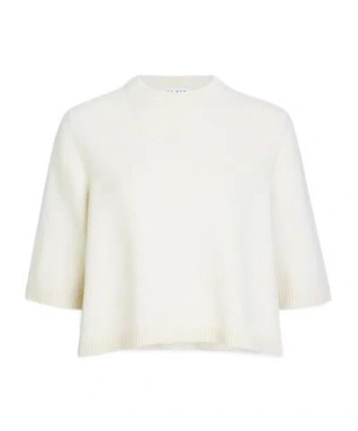 Alaïa Cropped Fivesleeve Knit Top In Natural White