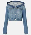 Alaïa Hooded Denim Jacket With Cinched Waist In Multicoloured