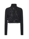 Alaïa Cropped Jacket With Wool Trim In Black