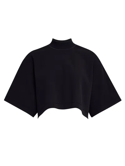 Alaïa Cropped Knit T-shirt In Black