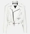 Alaïa Cropped-bikerjacke Aus Leder In White