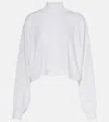 Alaïa Cropped Linen Turtleneck Sweater In White