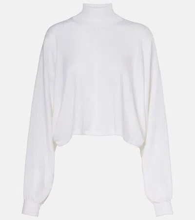 Alaïa Cropped Linen Turtleneck Sweater