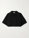 Alaïa Womens Noir Alaia Crop Short-sleeves Knitted Polo Top