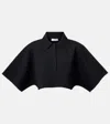 Alaïa Womens Noir Alaia Crop Short-sleeves Knitted Polo Top In Black