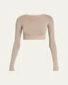 Alaïa Beige Second-skin Effect Knit Top In Mastic