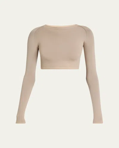 Alaïa Cropped Second-skin Top In Mastic
