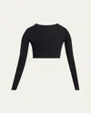 Alaïa Cropped Second-skin Top In Noir Alaia