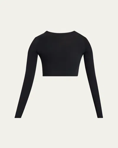 Alaïa Cropped Second-skin Top In Black