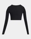 Alaïa Cropped Second-skin Top In Noir Alaia