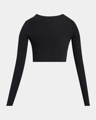 Alaïa Cropped Second-skin Top In Noir Alaia