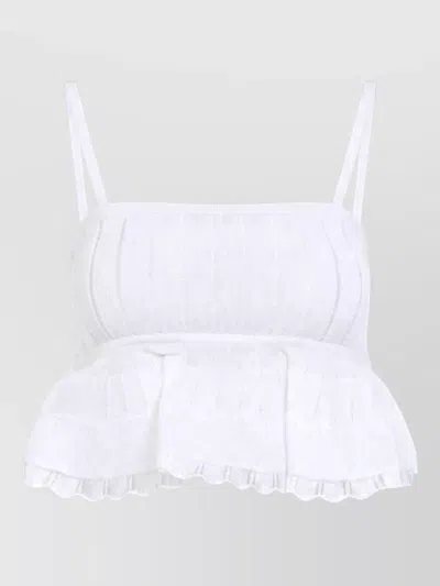 Alaïa Cropped Square-neck Camisole Top In White