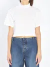 Alaïa Cropped Ruffled Cotton-jersey Turtleneck T-shirt In White