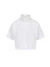 Alaïa Cropped Ruffled Cotton-jersey Turtleneck T-shirt In White