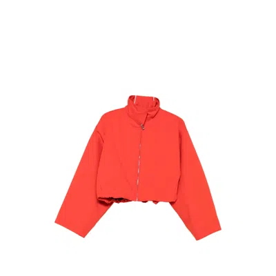 Alaïa Cropped Wide-sleeve Jacket In Red