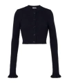 Alaïa Cropped Wool And Silk-blend Cardigan In Blue