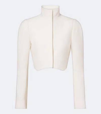 Alaïa Cropped Wool Jacket In White