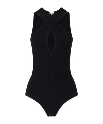 Alaïa Cross Body Compact Bodysuit In Black