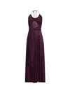 Alaïa Long Burgundy Draped Jersey Dress In Purple