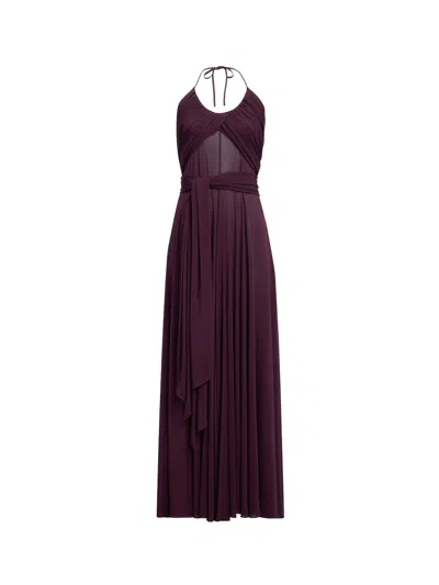 Alaïa Cross Dress Viscose Long Dress In Purple