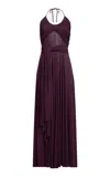 Alaïa Long Burgundy Draped Jersey Dress