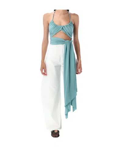 Alaïa Cross Pleat Top In Blue