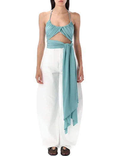 Alaïa Cross Pleat Top In Blue