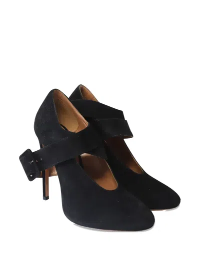 Pre-owned Alaïa Cross-strap Suede Pumps In Black