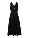 Alaïa Flared Cotton-poplin Midi Dress In Negro