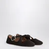Alaïa Crossed Ballerina In Brown Pony Hair In Black