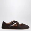 Alaïa Crossed Ballerina In Brown Pony Hair In Brown