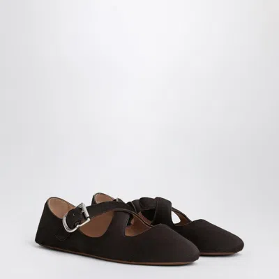 Alaïa Alaia Crossed Ballerina In Brown Pony Hair Women