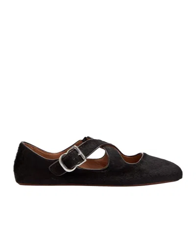 Alaïa Cross-over Calf-hair Ballet Flats In Animal Print