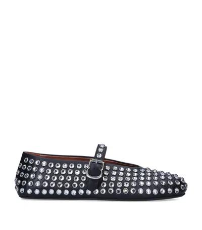 ALAÏA CRYSTAL-EMBELLISHED BALLET FLATS