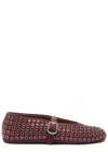 Alaïa Crystal-embellished Suede Ballet Flats In Burgundy