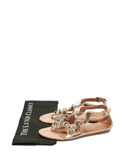 Pre-owned Alaïa Crystal Embellishment Suede Flats In White