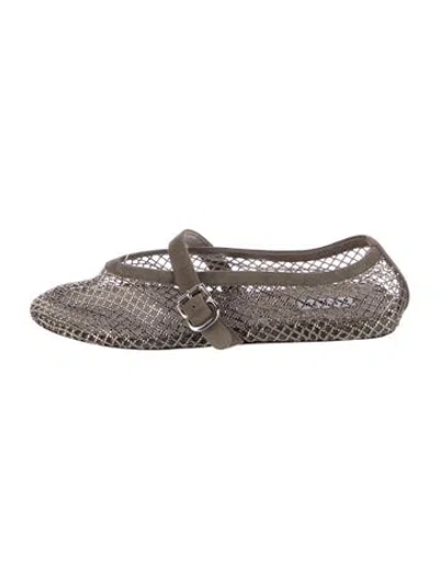 Pre-owned Alaïa Crystal Lace Pattern Mary Jane Flats In Neutrals